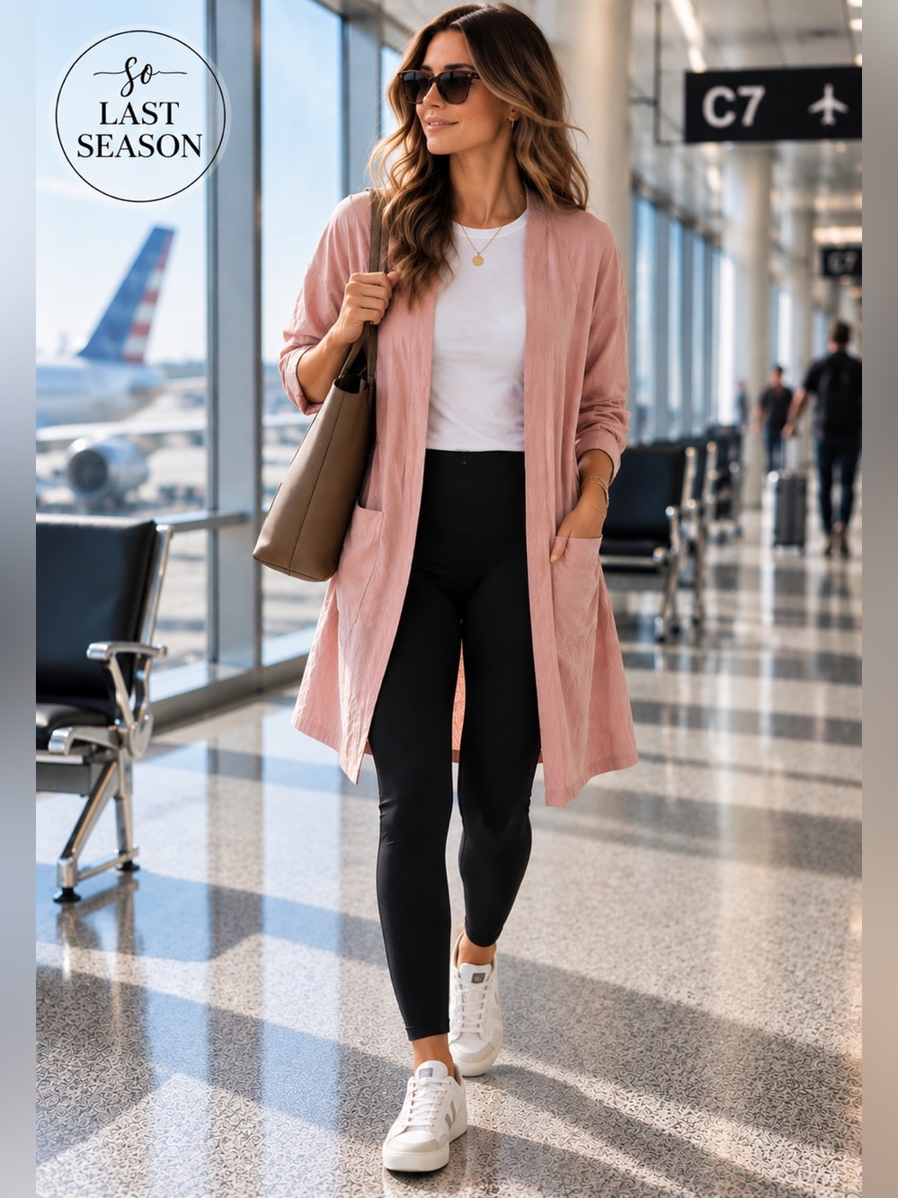 Cuyana Organic Pima Cotton Robe S/M Soft Rose Belted Travel Cardigan